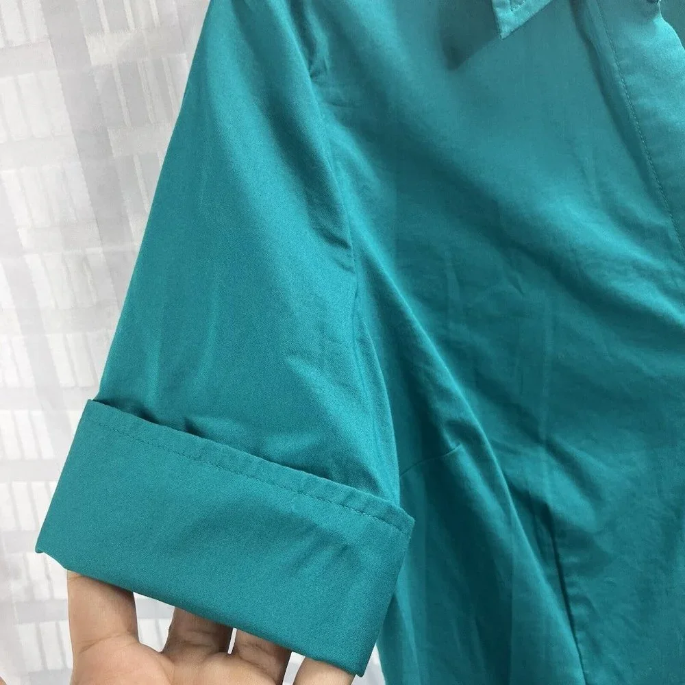 Worthington Shirt Womens Color Green Size MButton Up ShortSleeve Collared Casual - Picture 10 of 16